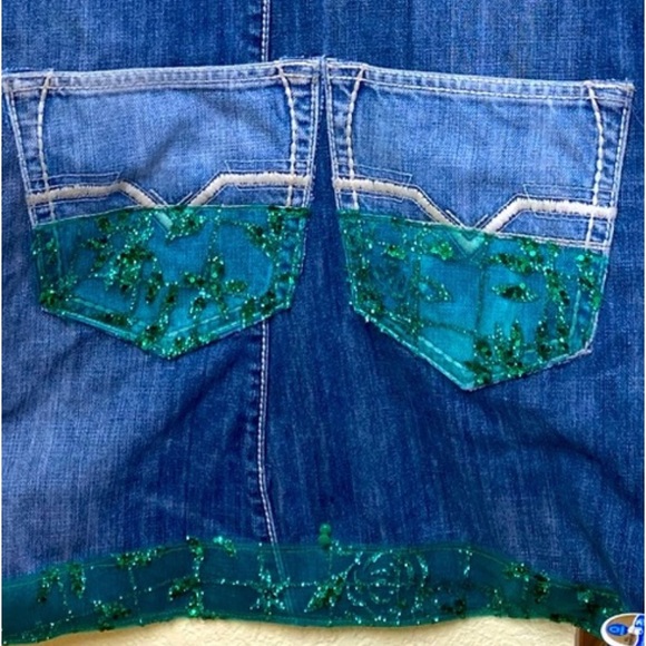 Women’s blue-jean shiny apron - Picture 3 of 5